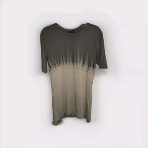 Thom Krom T-shirt Men Small Tie Dye Tee Ombre‎ Tan Black Crew neck Short Sleeve